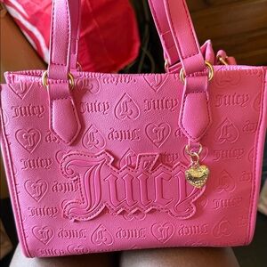Juicy Couture Pink Embossed Satchel with Gold Charm